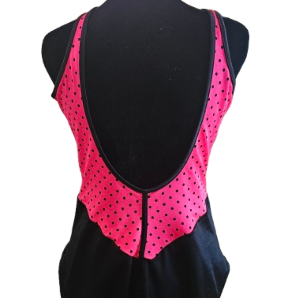 The Slim Suit Pink and Black Polka Dot Women's Swimsuit - Picture 3 of 9